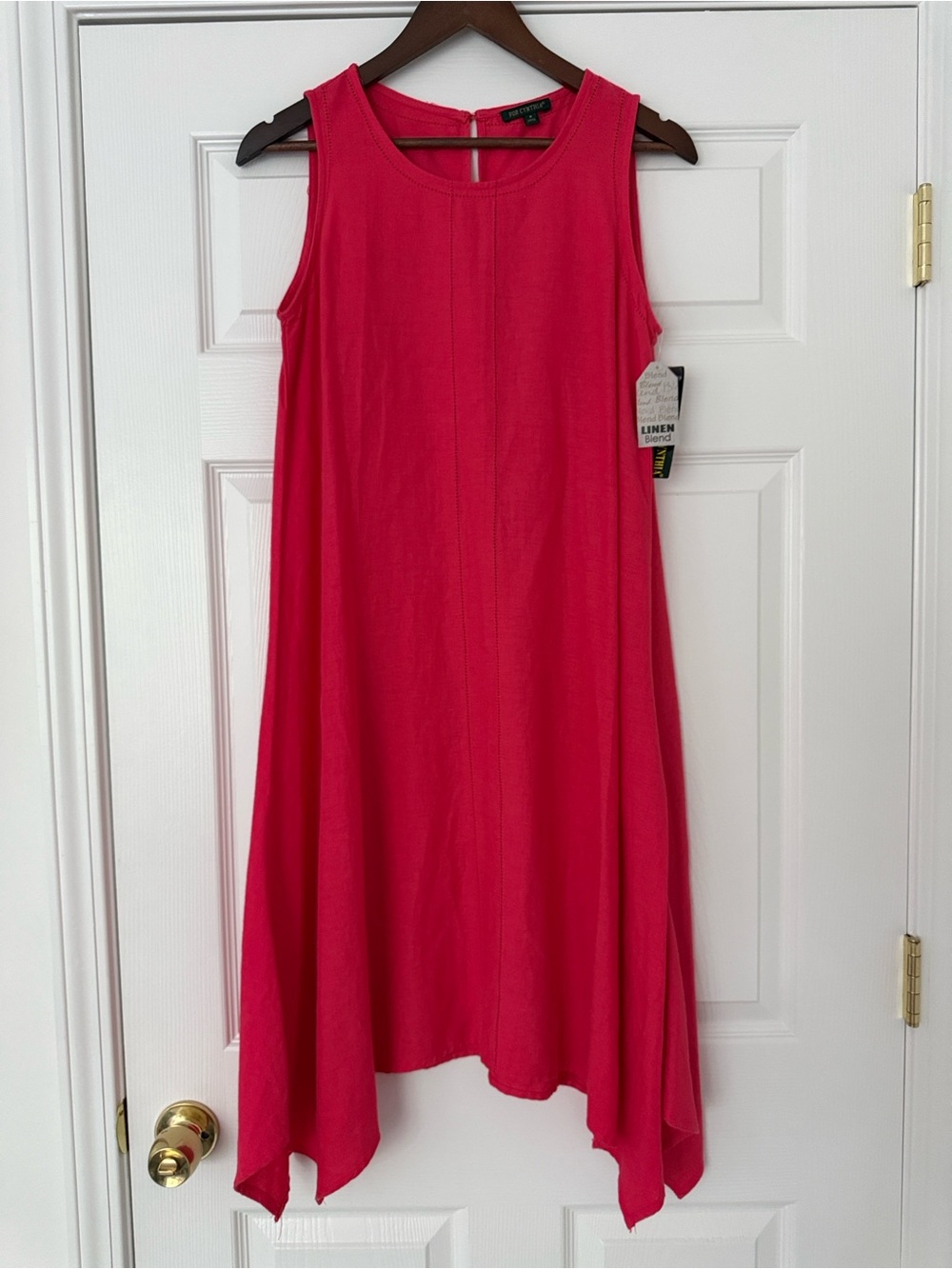 For Cynthia linen blend summer sleeves red pink dress sz Small NWT